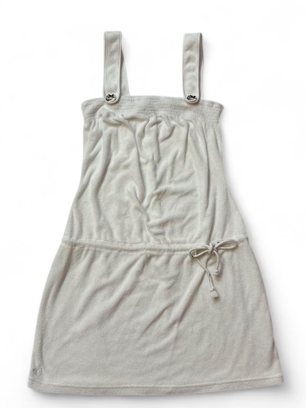 Roxy Terry Cloth Drawstring Sundress in white
